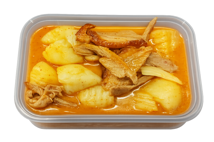 Duck Massaman curry in a takeaway container